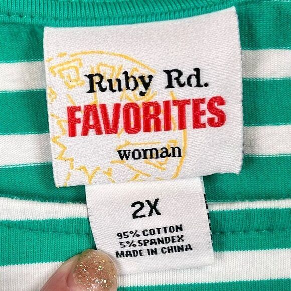 Ruby Rd. Favorites Striped 3/4 Sleeve Top 2X - Picture 11 of 11